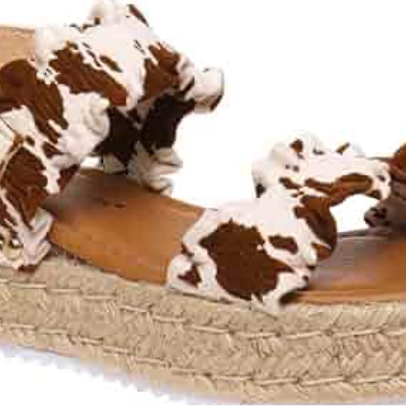 Pierre Dumas Cow Print Espadrille Sandals - Picture 1 of 4